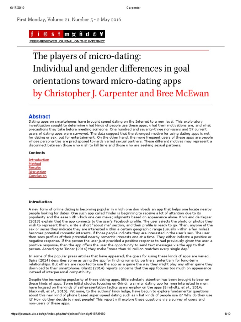 The Players Of Micro Dating Pdf Casual Sex Survey Methodology