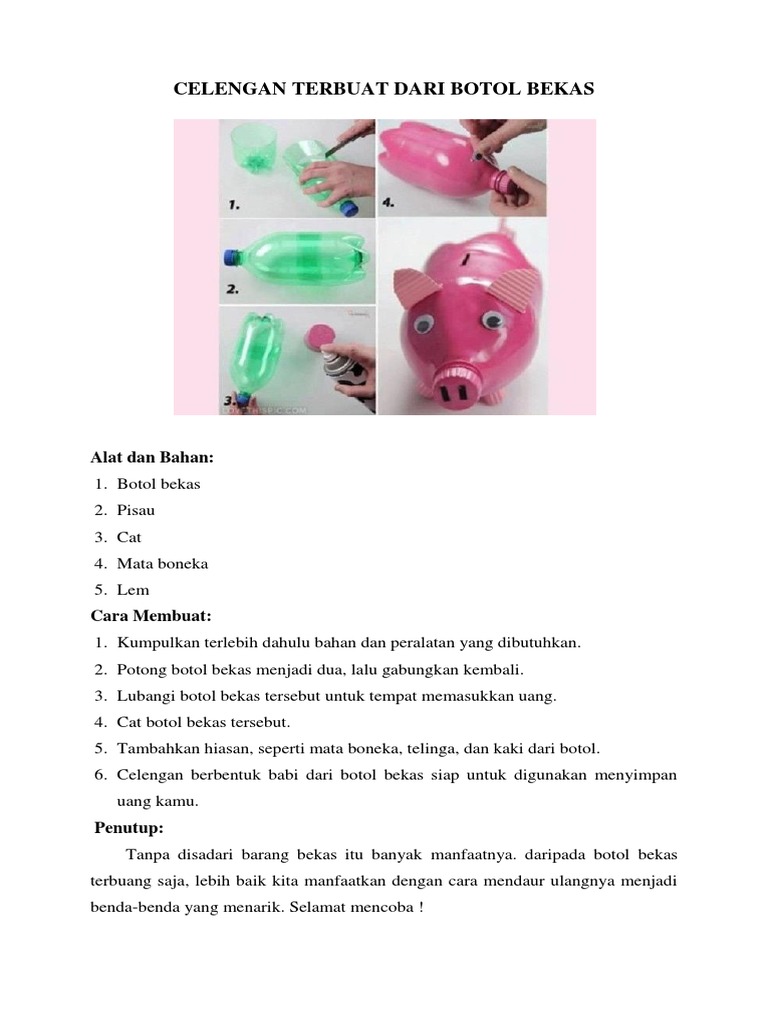Cara Membuat Celengan Terbuat Dari Botol Bekas | PDF