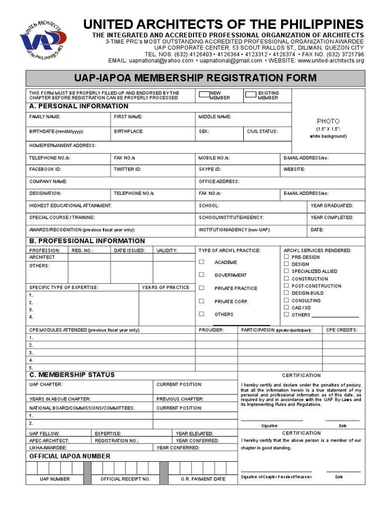 Uap Members Form62910.doc1243436917 PDF Architect Business