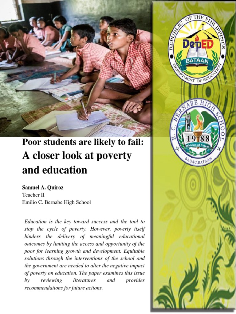 A Closer Look at Poverty and Education PDF Socioeconomic Status