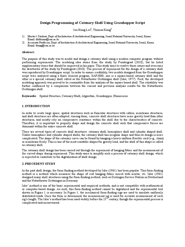 Catenary Shell Design with Grasshopper | PDF | Computer Simulation ...