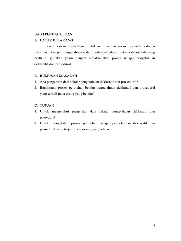 Pengetahuan Deklaratif Dan Prosedural Pdf