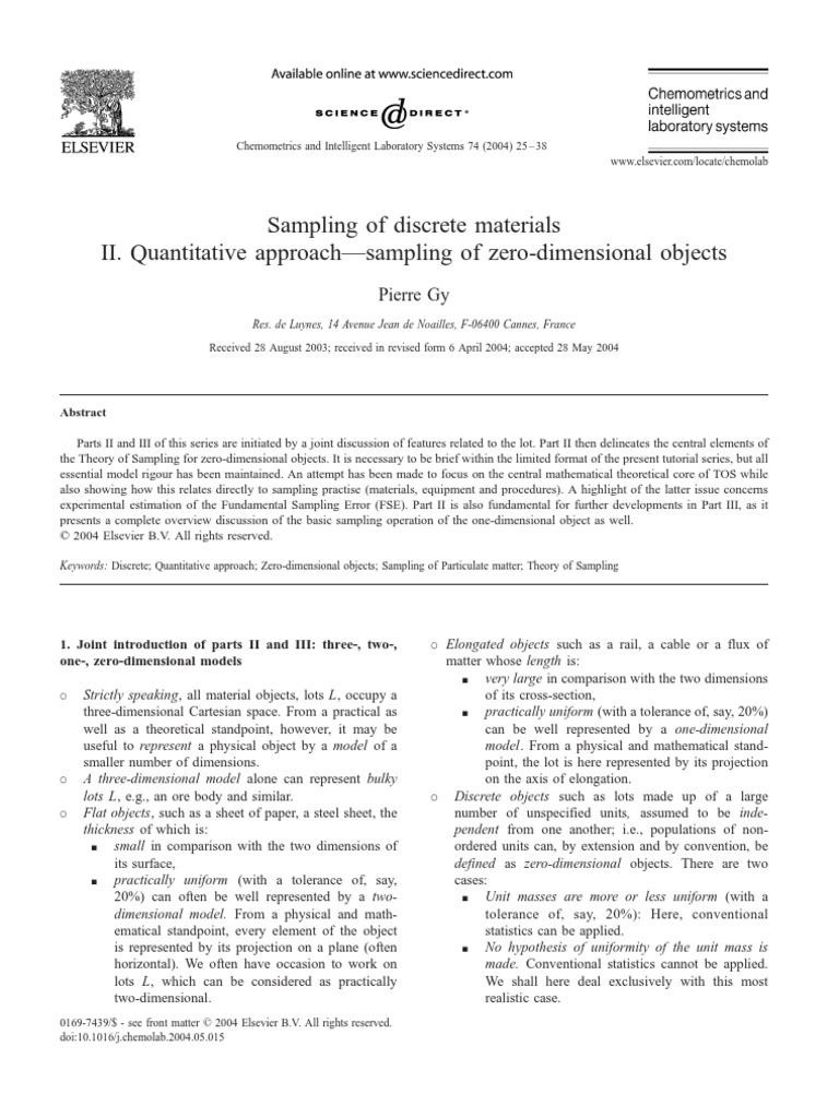 Sampling of Discrete Materials II. Quantitative ApproachSampling of