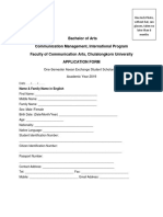 Bachelor of Arts Communication Management, International Program Faculty of Communication Arts, Chulalongkorn University Application Form