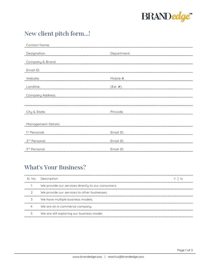 New Client Pitch Form... !: Page 1 of 3 WWW - Brandedge.ooo - Reachus ...