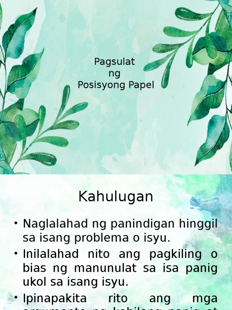Pagsulat Ng Posisyonng Papel Pdf