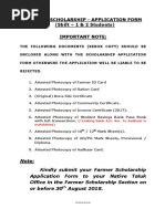 Farmer Scholarship - Application Form (Shift - 1 & 2 Students) Important Note