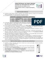 UEPG Vestibular 2015 Instruções