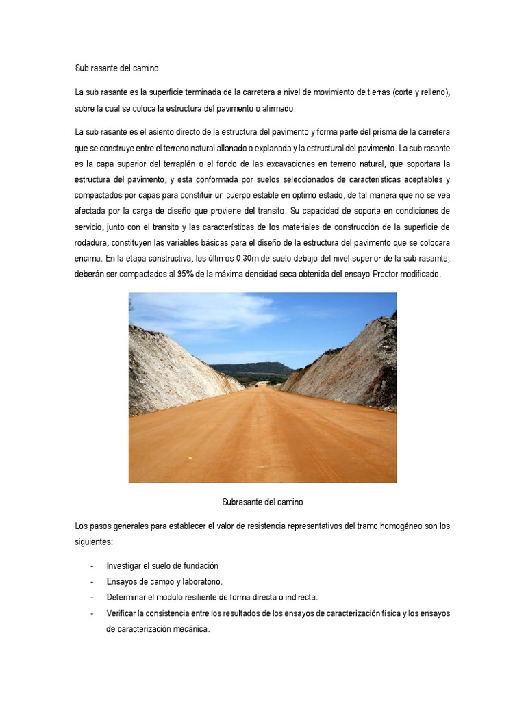 Definición de Rasante y Subrasante | PDF | La carretera | Geología