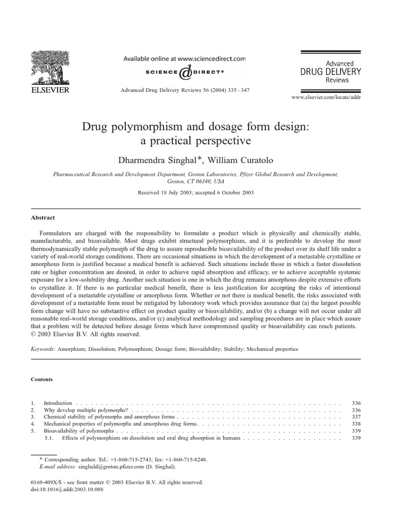 Polymorphism in Pharmaceutical Drug Development