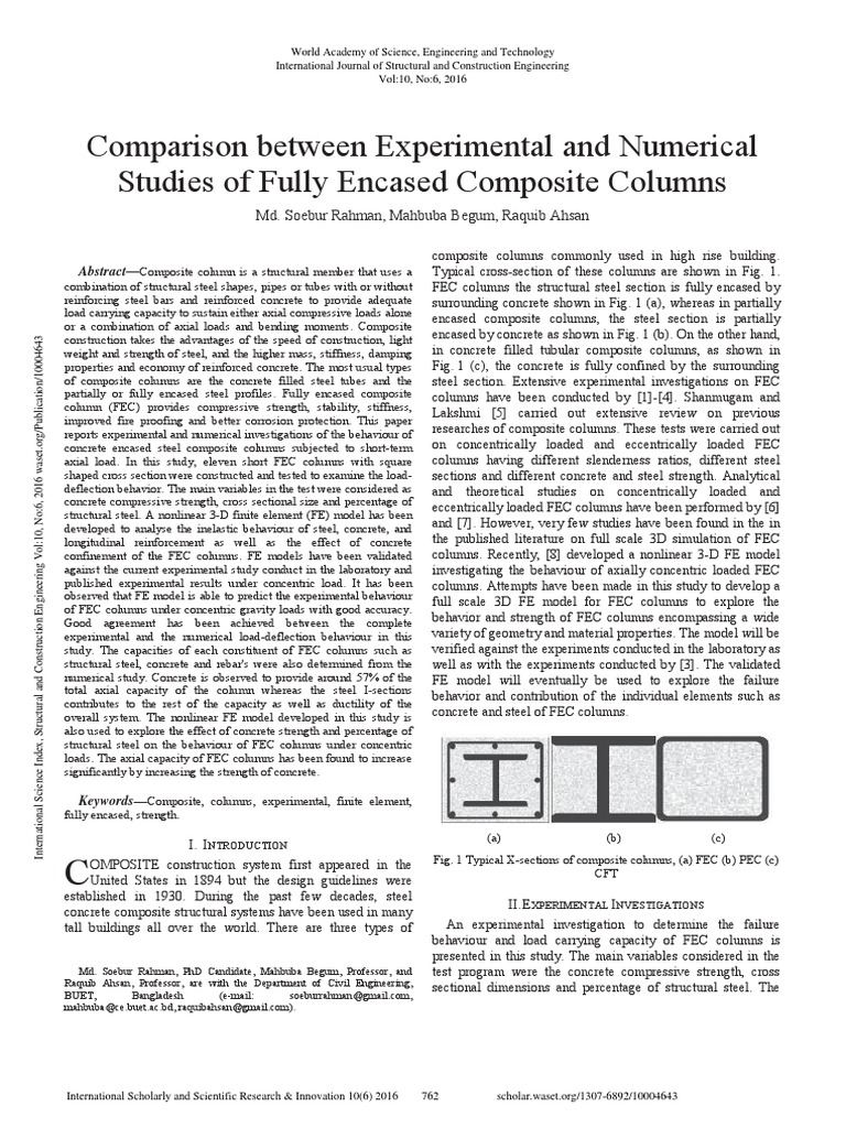 Comparison Between Experimental and Numerical Studies of Fully Encased ...