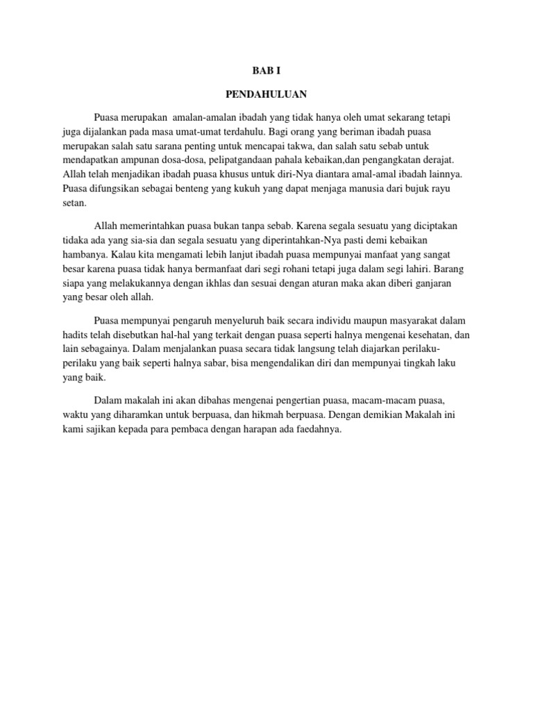 Makalah Ibadah Puasa Membentuk Pribadi Yang Bertakwa