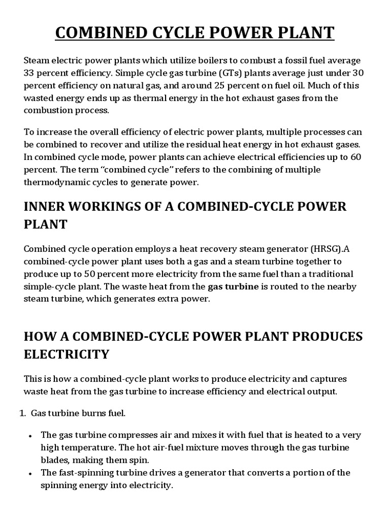 Combined Cycle Power Plant Efficiency | PDF | Power Station | Gas Turbine