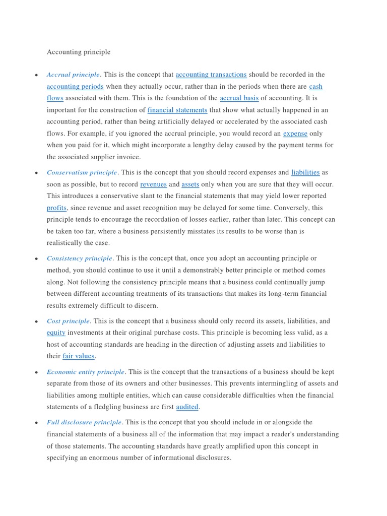 Key Accounting Principles Explained | PDF | Business | Financial Accounting