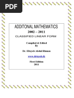 Additonal Mathematics: Classified Linear Form