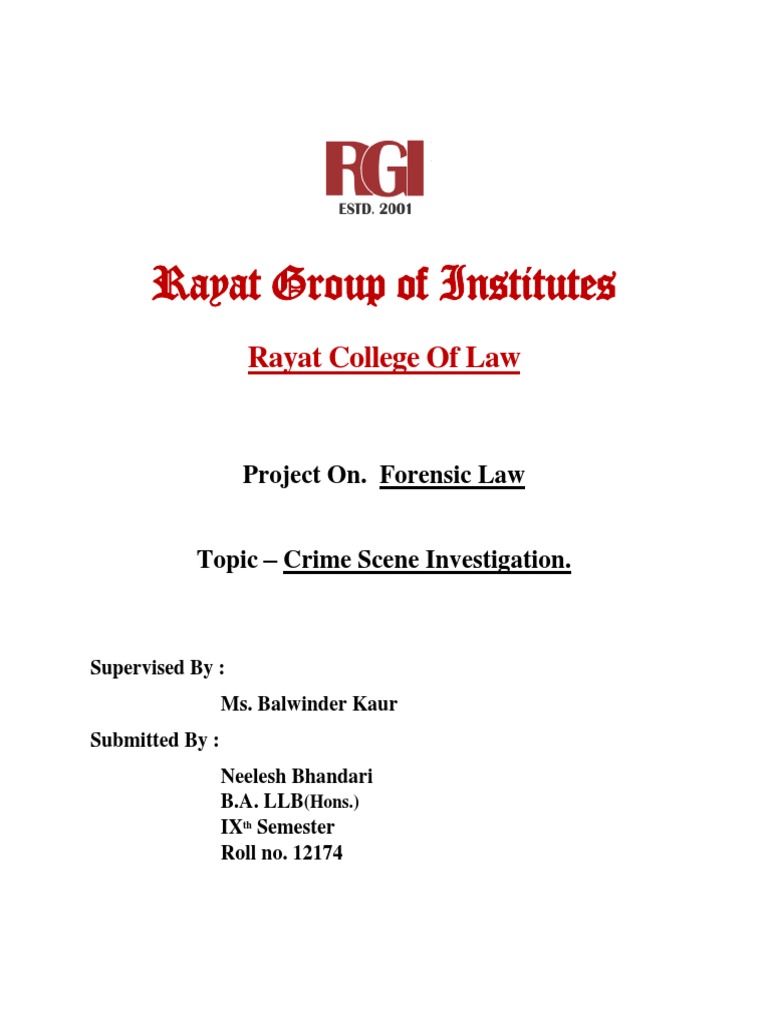 Forensic Law Project | PDF | Crime Scene | Forensic Science