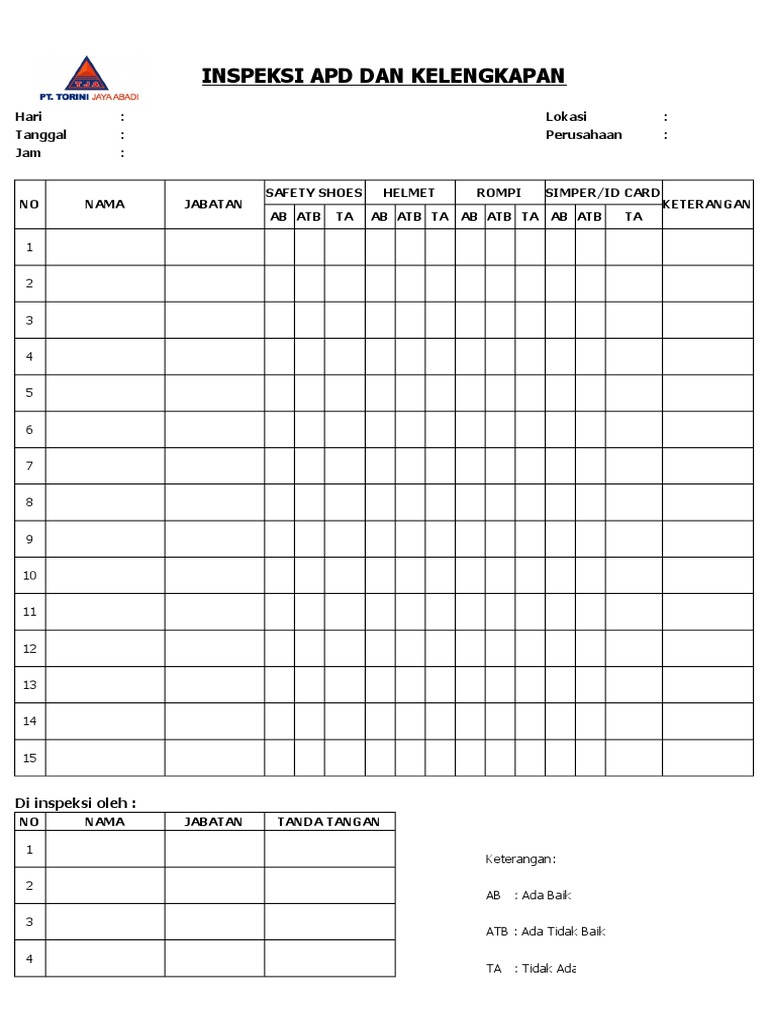 Form Inspeksi APD | PDF