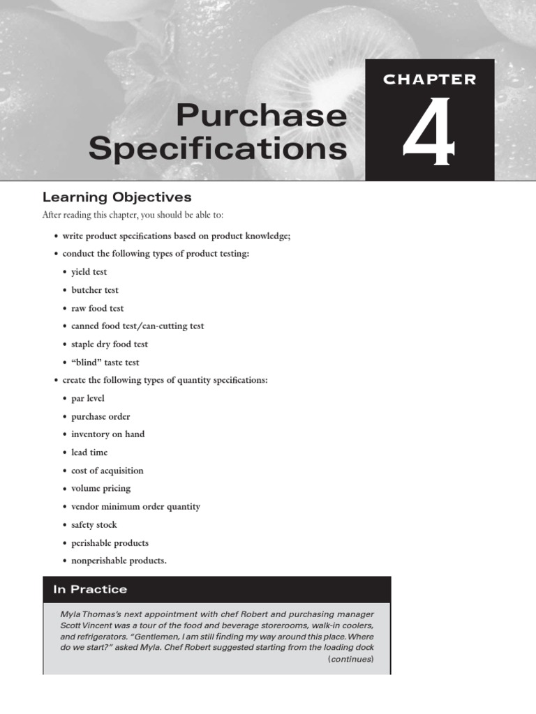 Chapter 4 - Purchase Specifications | PDF | Beef | Specification ...