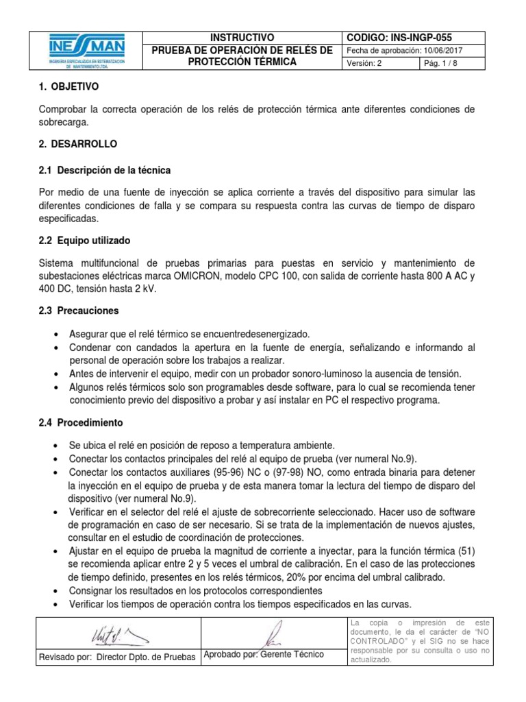INS-InGP-055-Prueba de Operacion de Reles de Proteccion Termica V3 ...
