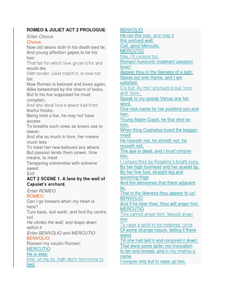 Enter Chorus PDF Characters In Romeo And Juliet Romeo And Juliet