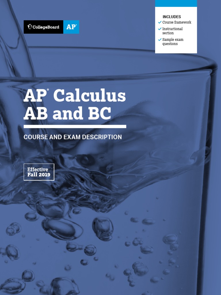 AP Calculus Ab Bc Course and Exam Description Advanced Placement