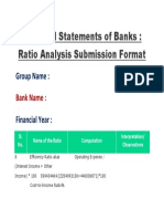 Financial Statements of Banks: Ratio Analysis Submission Format