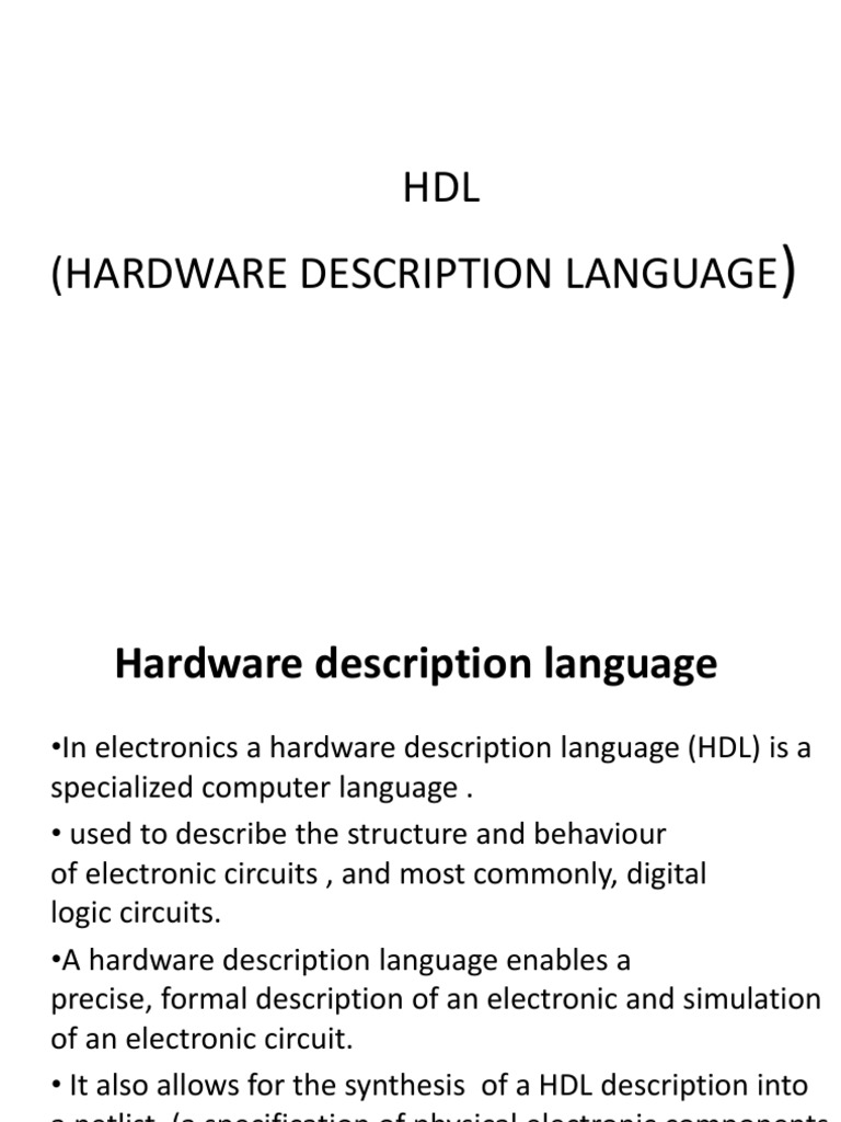 Understanding Hardware Description Languages | PDF | Hardware ...