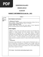 Termwise Syllabus SESSION-2019-20 Class Xii Subject: Mathematics (Code No. - 041)