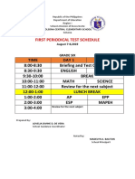 First Periodical Test Schedule: Grade Six