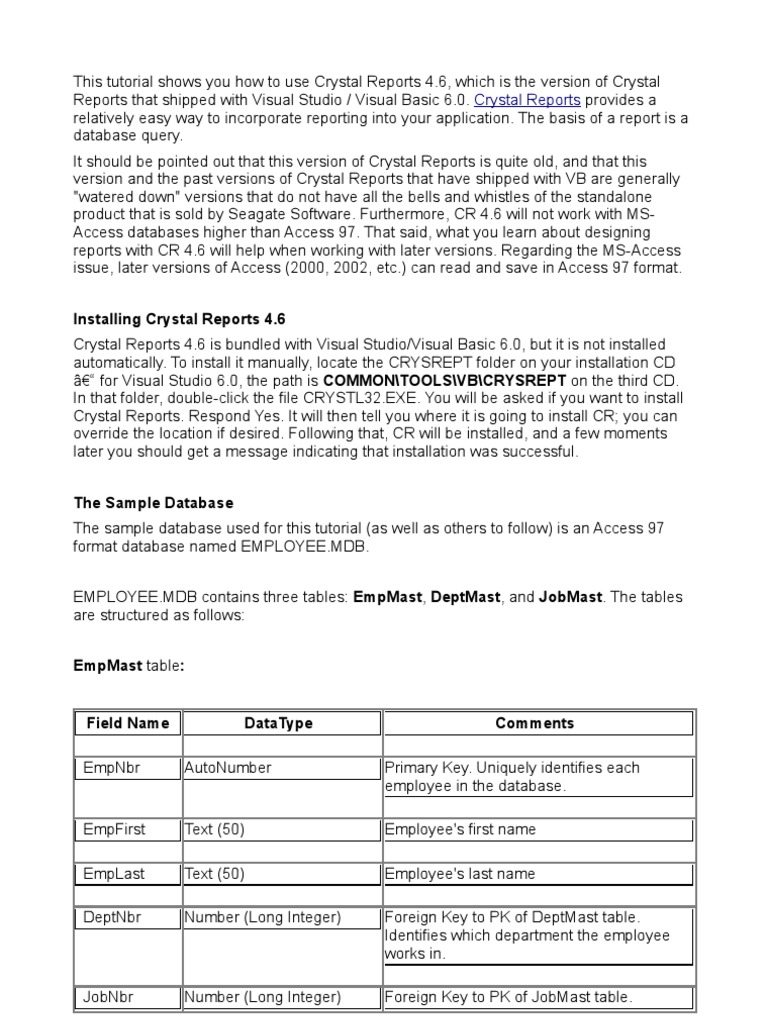 Crystal Reportds | PDF