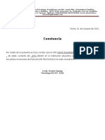 Modelo Constancia de Asistencia A Consulta Psicológica