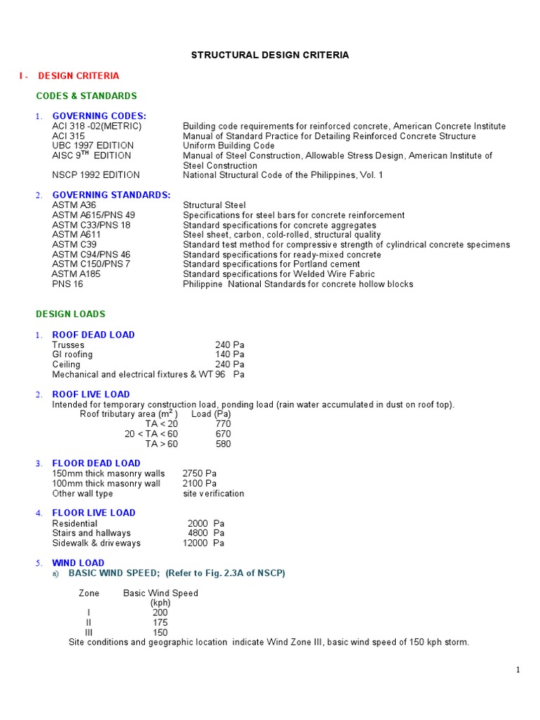 Philippine Structural Design Criteria | PDF | Concrete | Strength Of ...