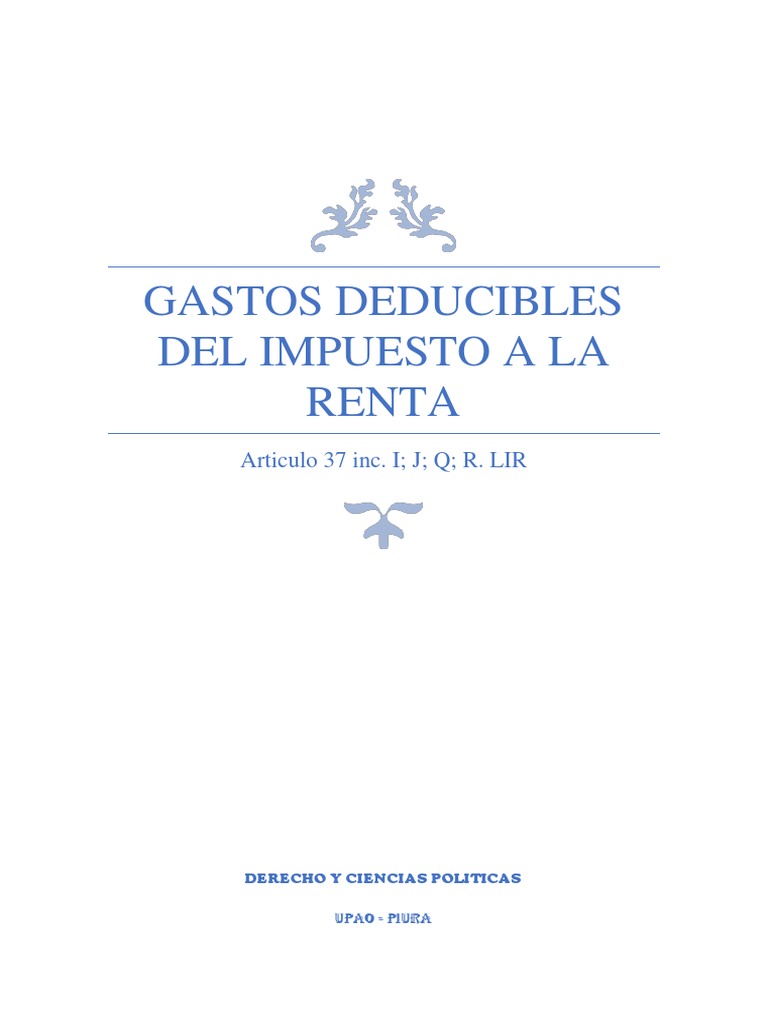 Gastos Deducibles del Impuesto a la Renta | PDF | Impuesto sobre la ...