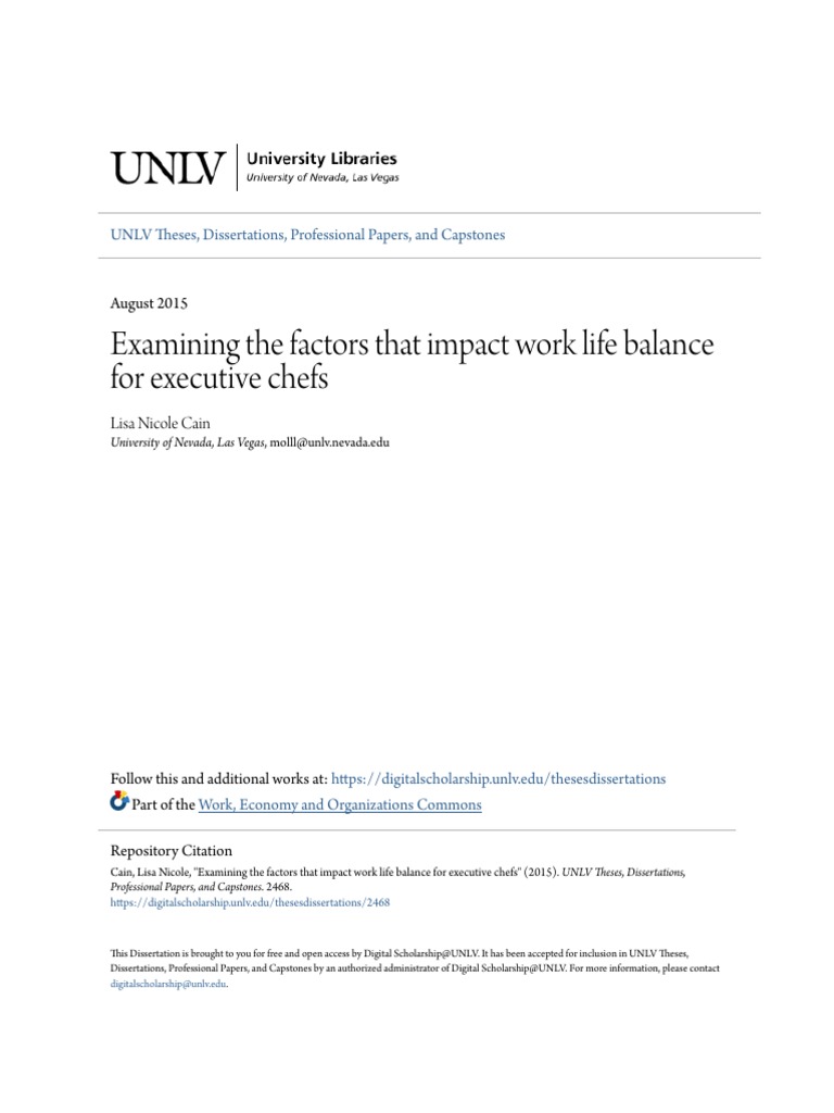 Examining The Factors That Impact Work Life Balance For Executive Chefs ...