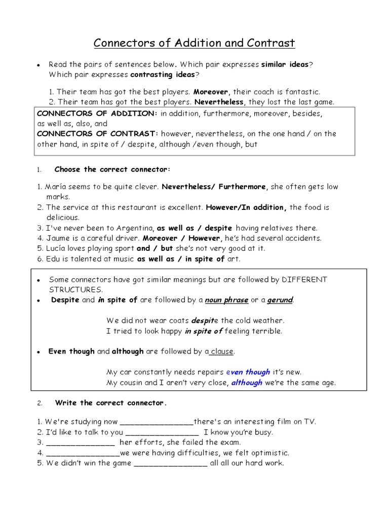 Connectors of Addition and Contrast PDF Linguistic Typology Semantics