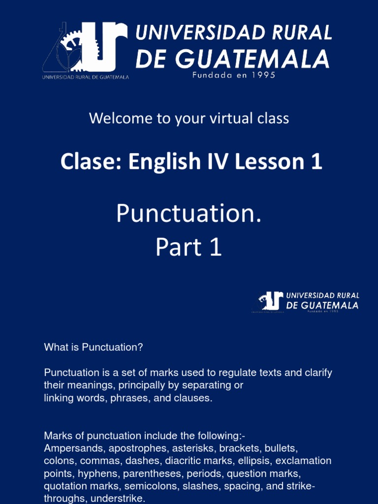 Ingles 4 Clase 1 Punctuation Part 1 PDF Bracket Punctuation