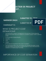 Cost Estimation in Project Management... : Submitted To: Prof Narinder Singh Submitted By: Ankita SHARMA (4713)