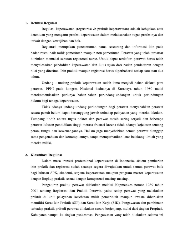 Regulasi Praktik Keperawatan di Indonesia | PDF | Bisnis | Pengembangan ...