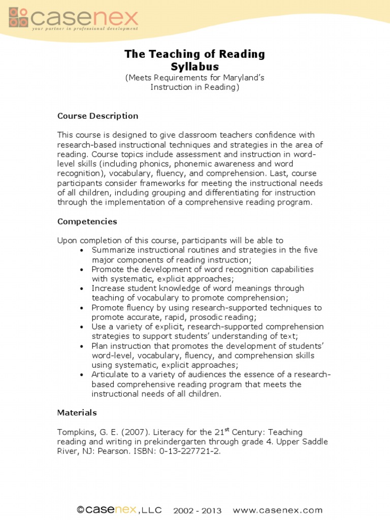 Reading Instruction Techniques Course | PDF | Phonics | Reading ...