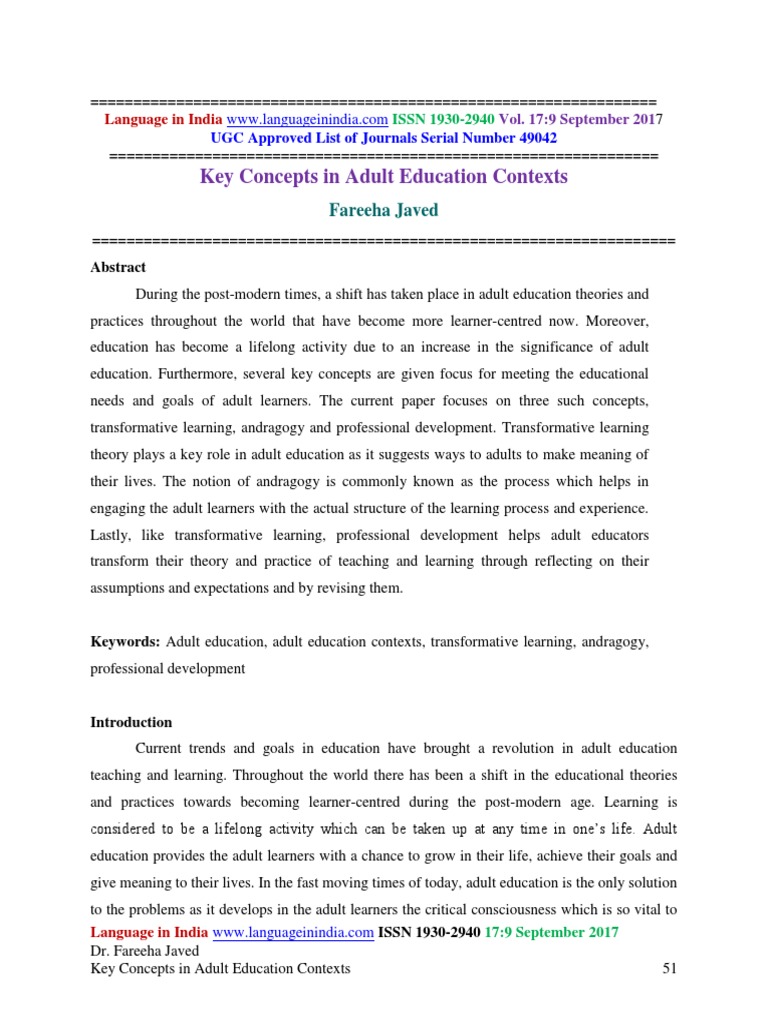 Understanding Andragogy in Adult Education | PDF | Adult Education ...
