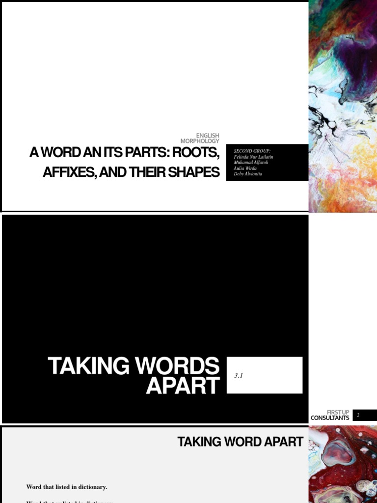 A Word An Its Parts: Roots, Affixes, and Their Shapes: English ...
