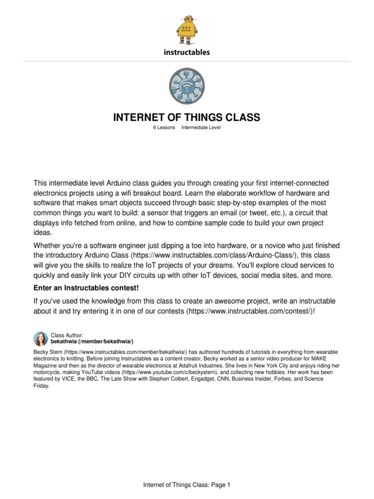 Internet of Things Class PDF | PDF | Arduino | Internet Of Things