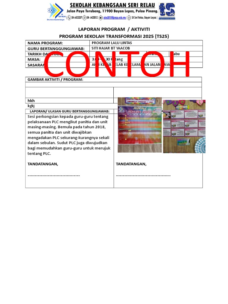 Contoh Laporan Program Aktiviti Program Sekolah Transformasi 2025 Ts25