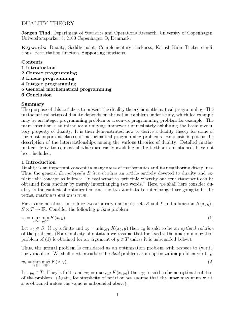 Understanding Duality in Mathematical Programming | PDF | Mathematical ...