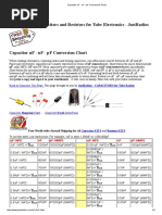 Capacitor UF - NF - PF Conversion Chart