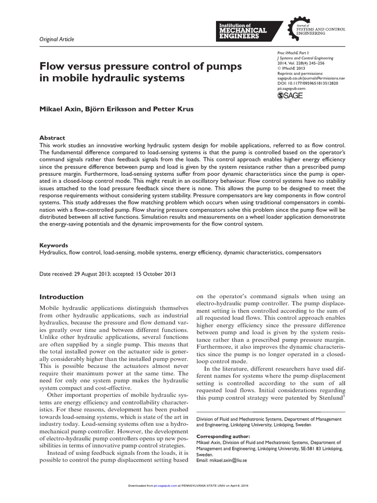Load Sensing Hydraulics | PDF | Control Theory | Pump