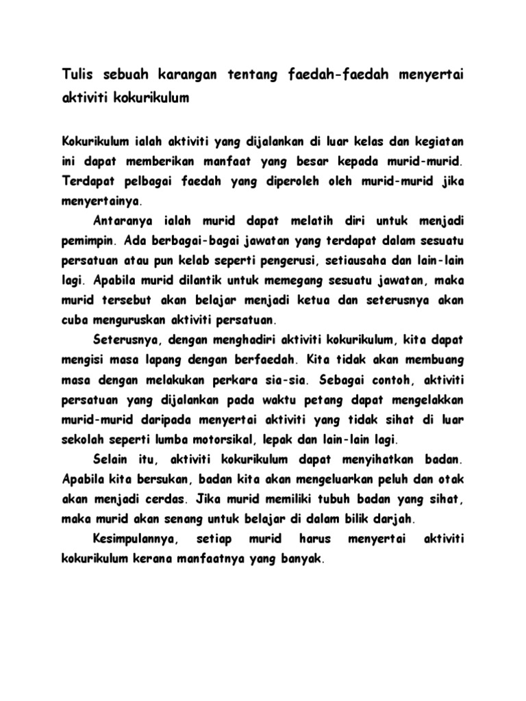 6 - Faedah-Faedah Menyertai Aktiviti Kokurikulum | PDF