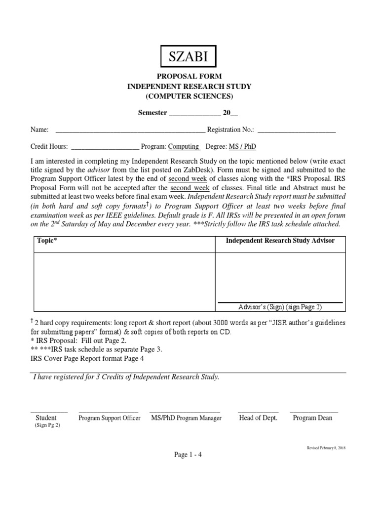 Independent Study Proposal Guidelines | PDF | Doctor Of Philosophy ...