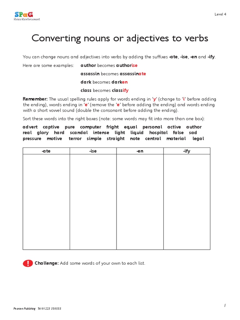 SPAG Rules Reinforcement Samples PDF | PDF | Adjective | Preposition ...