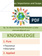Social Sciences: Importance and Scope: By: Dr. Mohammad Khalid Mubashir Uz Zafar
